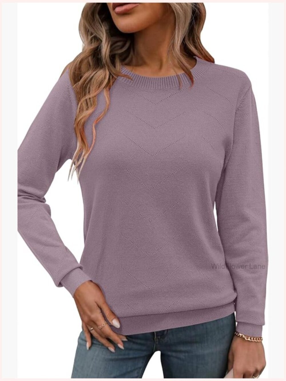 Long Sleeve Crew Neck Pullover Sweater - Business Casual Fall Tops